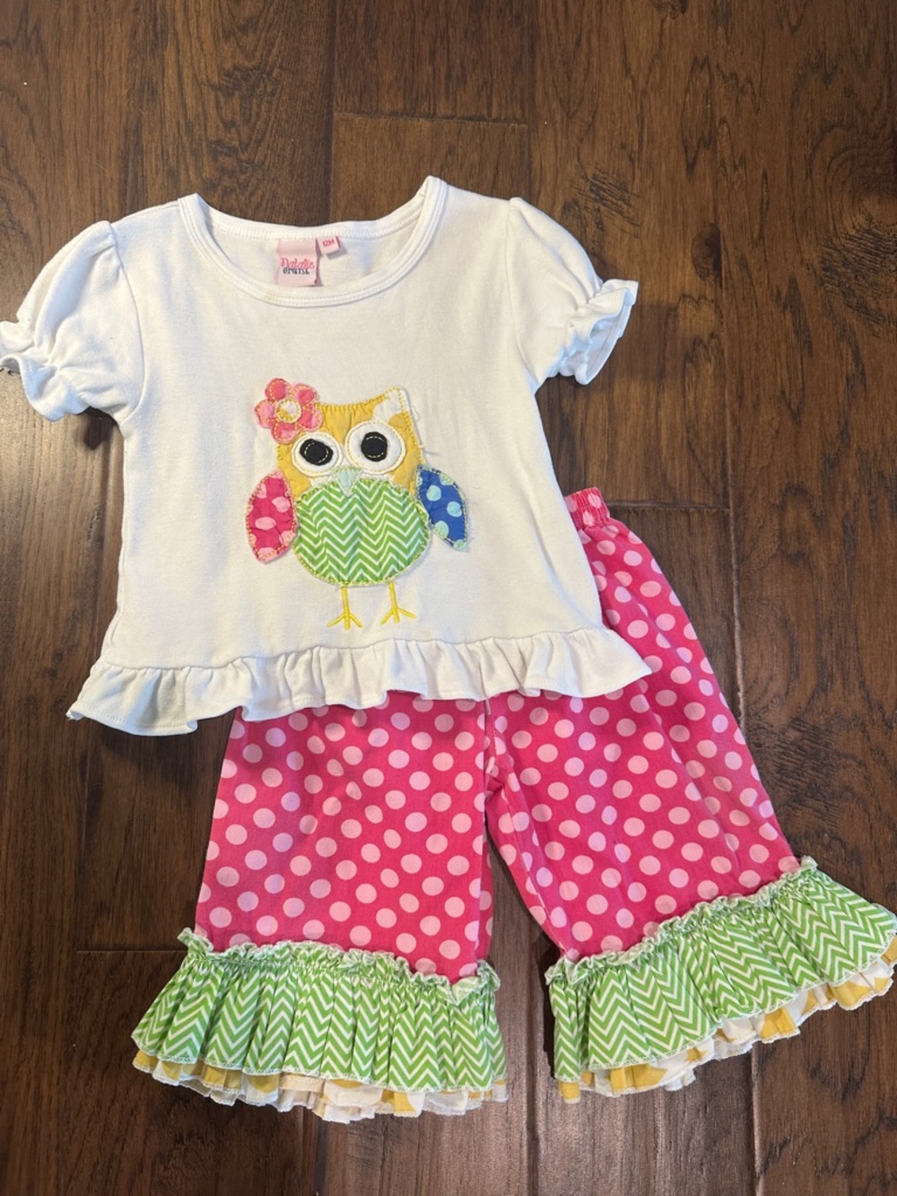 Owl Appliqué Pink Polka Dot matching set